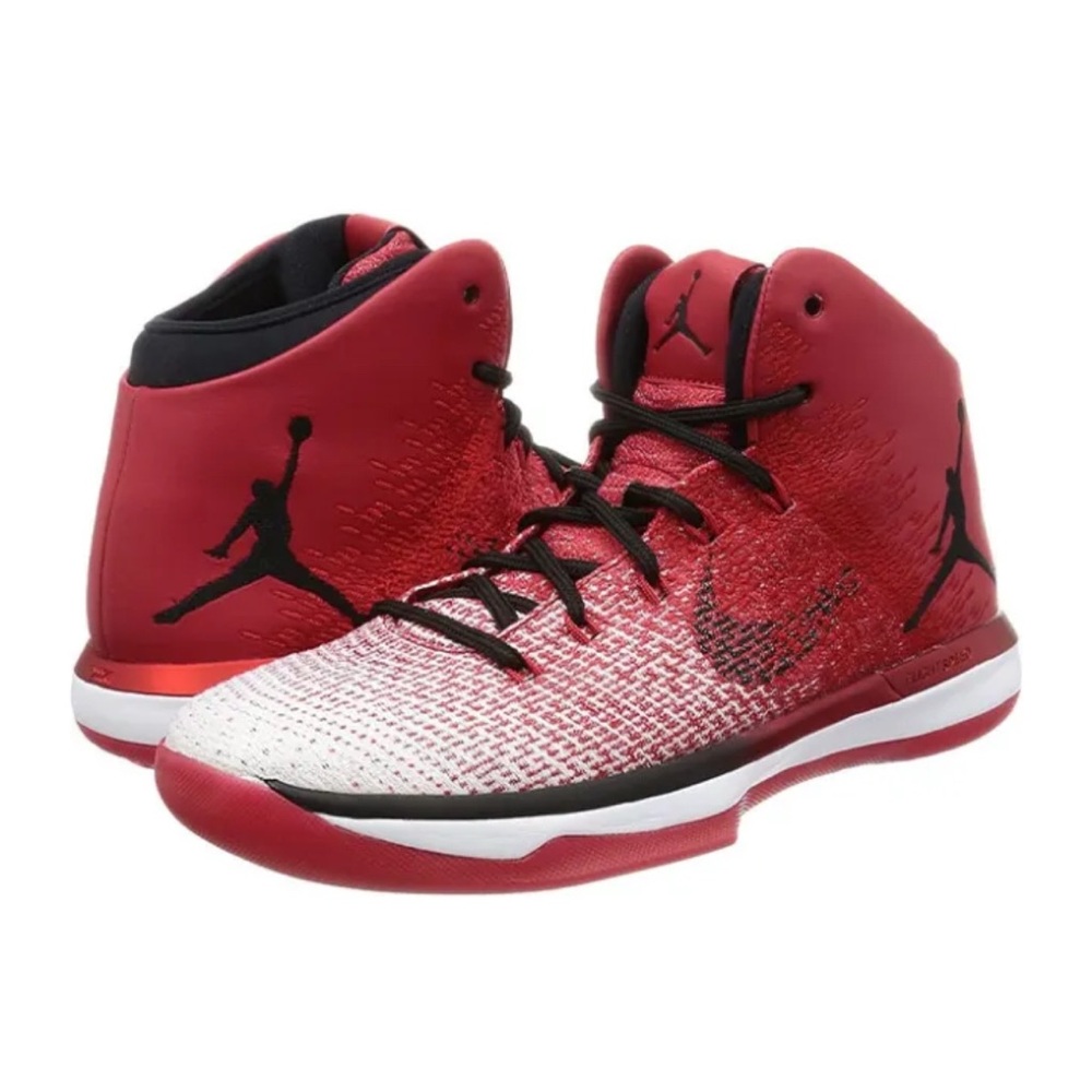 Red and White Air Jordan High-Top Sneakers